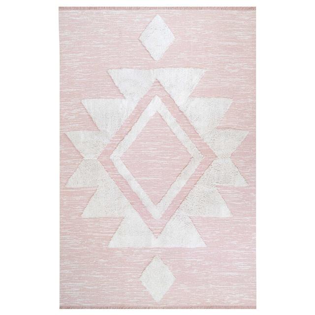 Tadashi Pink Aztec Cotton Flatweave Area Rug Natur Pur Size: Rectangle 155 x 230cm on Productcaster.