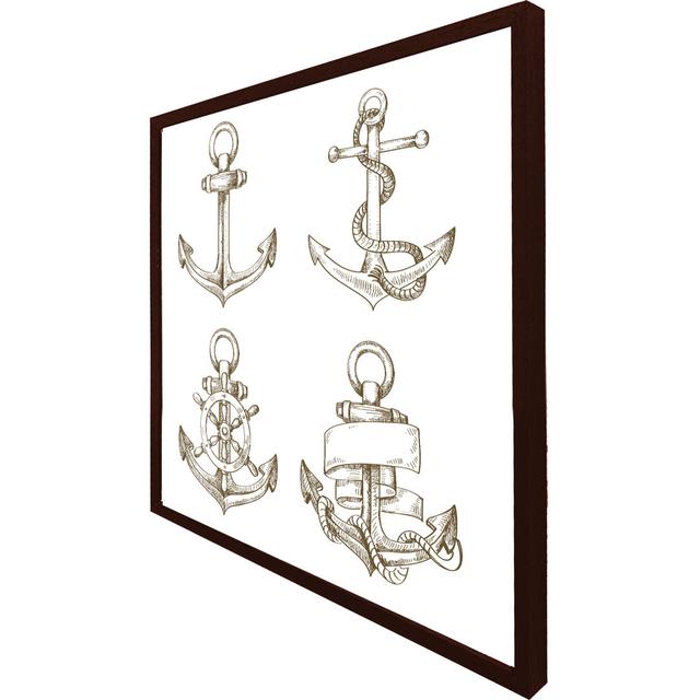 Knierim Drawn Anchors - Single Picture Frame Print Breakwater Bay Size: 31cm H x 31cm W x 4cm D, Format: Black Framed on Productcaster.