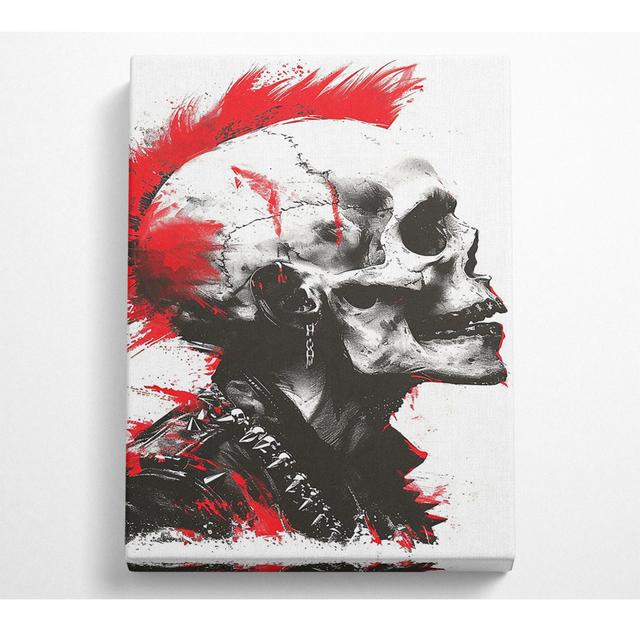 Skull Red Mohawk Punk - Kunstdrucke auf Leinwand Bright Star Größe: 121,9 cm H x 81 cm B x 10 cm T on Productcaster.