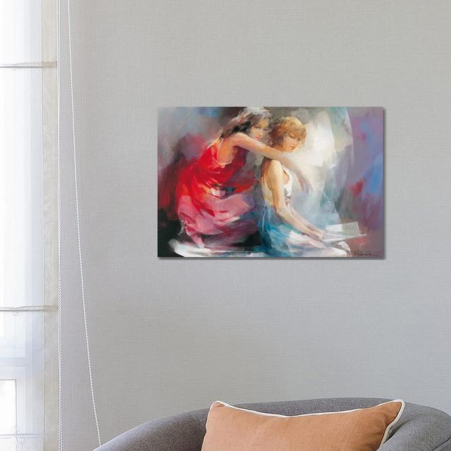 Two Girl Friends II by Willem Haenraets - Wrapped Canvas Painting ClassicLiving Size: 45.72cm H x 66.04cm W x 1.905cm D on Productcaster.