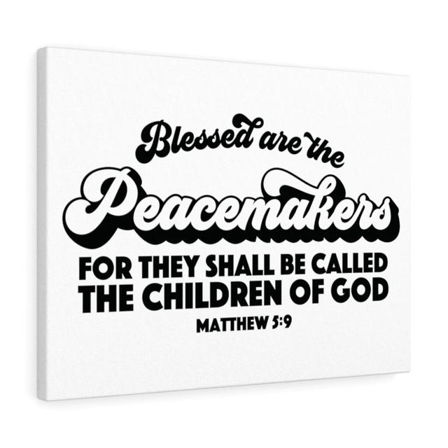 Peacemakers Matthew 5:9 - Wrapped Canvas Typography Blue Elephant Size: 30cm H x 41cm W on Productcaster.