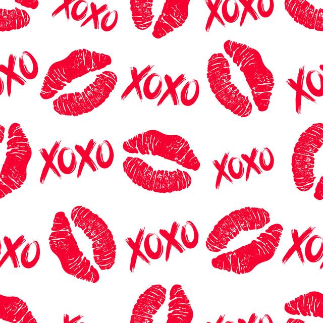 XOXO And Lipstick Kiss Seamless Pattern Maturi Size: 76cm H x 76cm W on Productcaster.