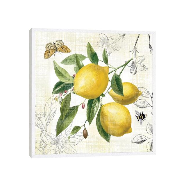 Linen Lemons II by Nan - Print on Canvas August Grove Size: 45.72cm H x 45.72cm W x 3.81cm D, Format: White Framed on Productcaster.