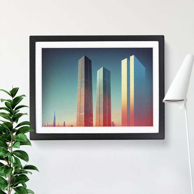 Charming Skyscraper Skyline - Single Picture Frame Print Ebern Designs Size: 34cm H x 46cm W x 2cm D, Frame Colour: Black on Productcaster.