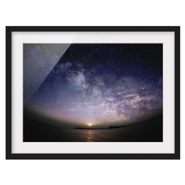 Sun and Starry Sky by the Sea - Picture Frame Graphic Art Ebern Designs Frame Option: Black Framed, Size: 50cm H x 70cm W x 2cm D on Productcaster.