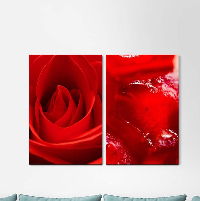 2-tlg. Leinwandbilder-Set - Fotografie „Rose Blossom Red Love Passion Romantic Bedroom” East Urban Home on Productcaster.