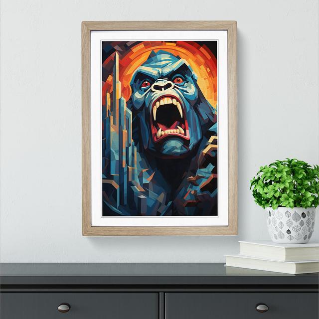 King Kong Cubism - Single Picture Frame Print on Wood Latitude Vive Format: Oak Framed, Size: 46cm H x 34cm W x 2cm D on Productcaster.