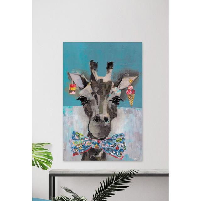 'Sassy Giraffe' Art Print on Canvas East Urban Home Size: 60" H x 40" W x 1.5" D on Productcaster.