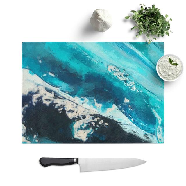 Tempered Glass The Falling Blue in Abstract Chopping Board East Urban Home Size: 28.5 cm W x 20 cm L on Productcaster.