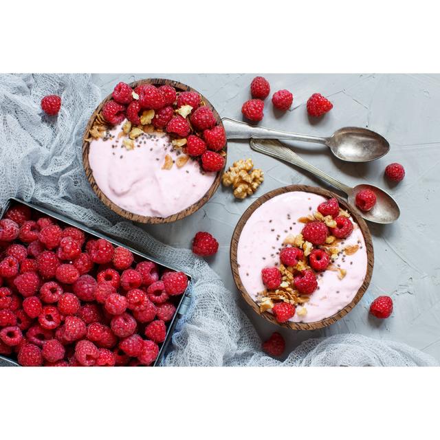 Raspberries Smoothie - Wrapped Canvas Photograph Ebern Designs Size: 61cm H x 91cm W x 3.8cm D on Productcaster.