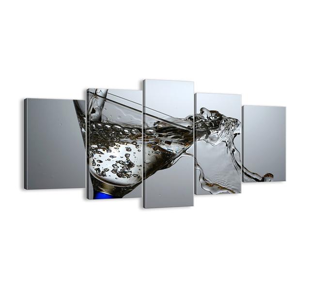 Crystal Water in a Crystal Glass - 5 Piece Unframed Photograph Print Set on Canvas Brayden Studio Size: 85cm H x 160cm W x 1.8cm D on Productcaster.