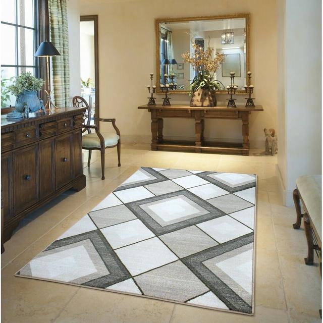 Gibeon Geometric Machine Woven Beige Area Rug 17 Stories Rug Size: Rectangle 200 x 290cm on Productcaster.