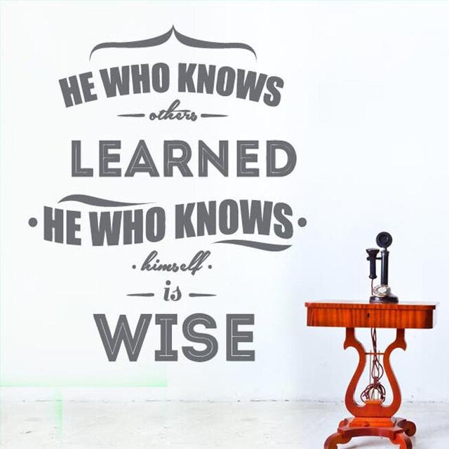 He Who Knows Others Learned Wall Sticker East Urban Home Size: Large, Colour: Grey on Productcaster.