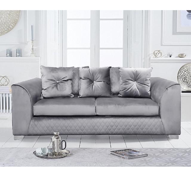 Stpeter 3 Seater Velvet Sofa Canora Grey Colour: Grey on Productcaster.