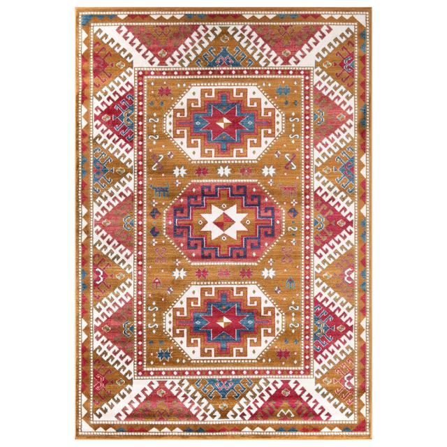 Bohi Oriental Machine Woven Mustard Area Rug Latitude Vive Rug Size: Rectangle 80 x 150cm on Productcaster.