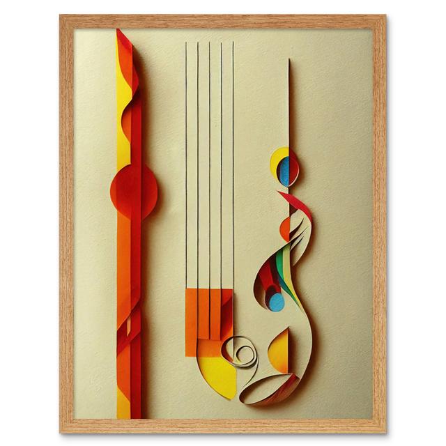 Abstract Musical Symbol Clefs Music - Print Wee Blue Coo Size: 25.9cm H x 20.6cm W, Format: Light Brown Framed Paper on Productcaster.