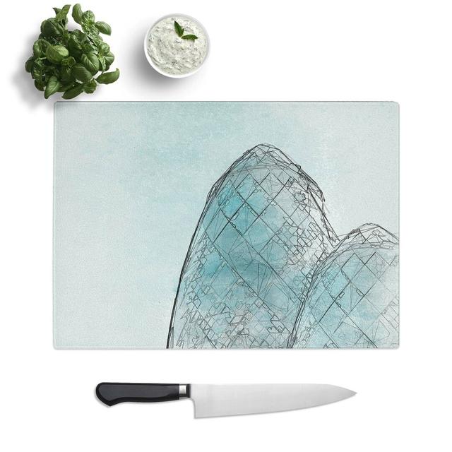 Tempered Glass The Gherkin Building in London in Abstract Chopping Board East Urban Home Size: 39 cm W x 28.5 cm L on Productcaster.