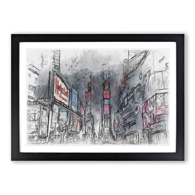 Theater District in Manhattan New York in Abstract - Picture Frame Graphic Art Print East Urban Home Frame Option: Black, Size: 40cm H x 60cm W x 2cm on Productcaster.