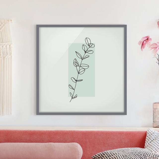 Branch Geometry Square Line Art - Picture Frame Graphic Art ClassicLiving Size: 70cm H x 70cm W x 2cm D, Format: Grey, Matte Colour: No Matte on Productcaster.