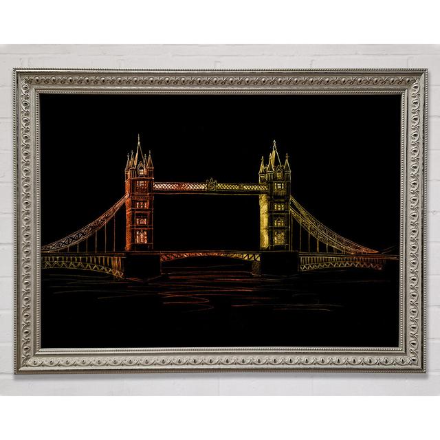 Tower Bridge Glow - Single Picture Frame Art Print Ebern Designs Size: 21cm H x 29.7cm W x 3cm D, Format: Silver Framed Paper on Productcaster.