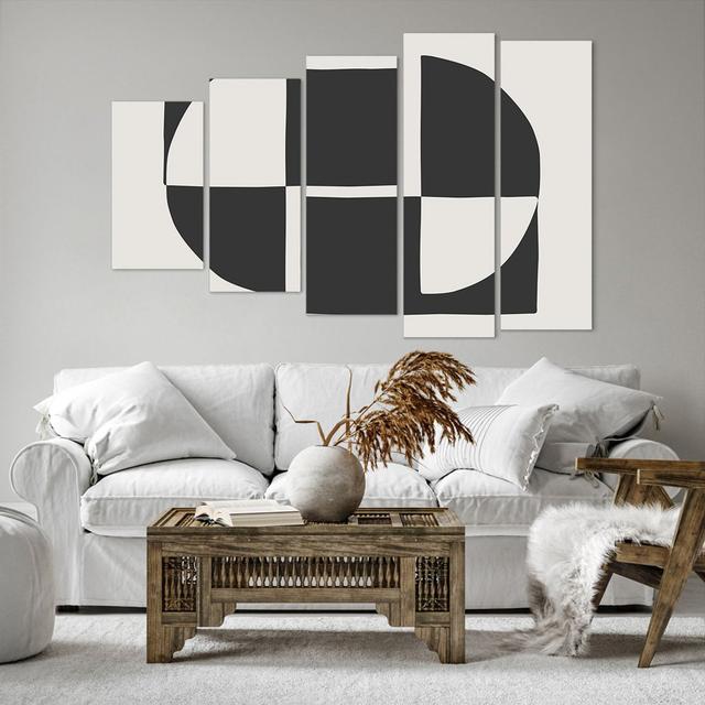 Abstraction Contrast Figures - 5 Piece Wrapped Canvas Graphic Art Ivy Bronx Size: 100cm H x 150cm W x 1.8cm D on Productcaster.