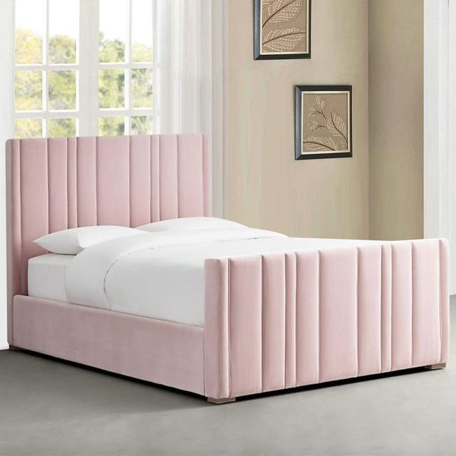 Ikbal Upholstered Bed Frame Ebern Designs Colour: Pink , Size: Small Double (4') on Productcaster.