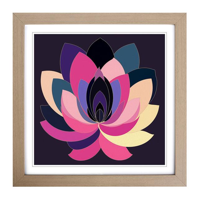 Lotus Flower Constructivism No.5 - Single Picture Frame Art Prints on Wood Marlow Home Co. Format: Oak on Productcaster.