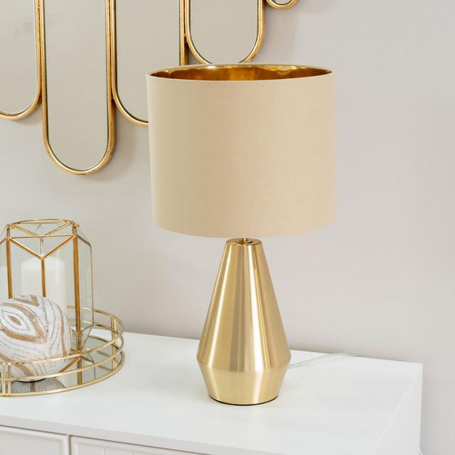 Metal Table Lamp Heritage Hues Shade Colour: Beige, Base Finish: Gold on Productcaster.