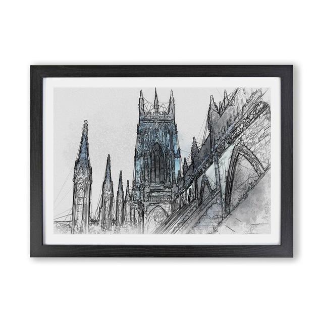 'York Minster' - Picture Frame Painting Print on Paper East Urban Home Frame Option: Black, Size: 45cm H x 63cm W x 2cm D on Productcaster.