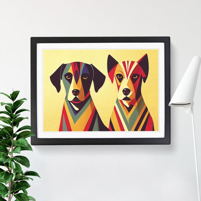 Art Deco Dogs Abstract - Picture Frame Graphic Art George Oliver Size: 34cm H x 46cm W , Frame Colour: Black on Productcaster.