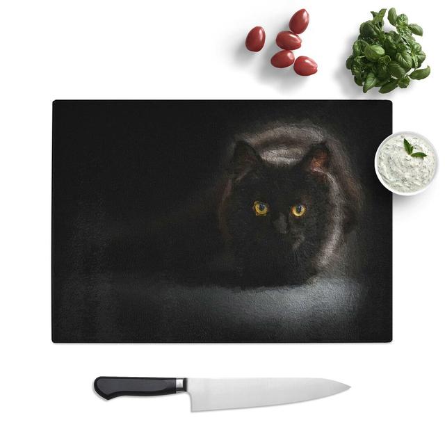 Tempered Glass Cat with Eyes Chopping Board East Urban Home Size: 39 cm W x 28.5 cm L on Productcaster.