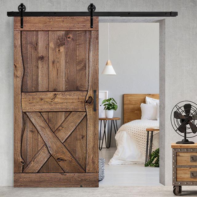 Buldir Solid Oak Barn Doors Alpen Home Door Finish: Brown, Door Size: 220cm H x 80cm W x 4cm D on Productcaster.