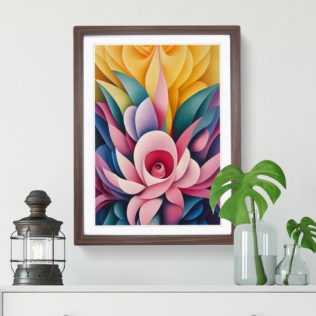 Hypnotic Flowers Abstract - Single Picture Frame Print Latitude Run Frame Colour: Walnut, Size: 46cm H x 34cm W x 2cm D on Productcaster.