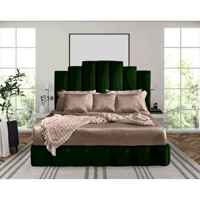 Kantor Upholstered Bed Frame Canora Grey Colour: Emerald, Size: Super King (6') on Productcaster.