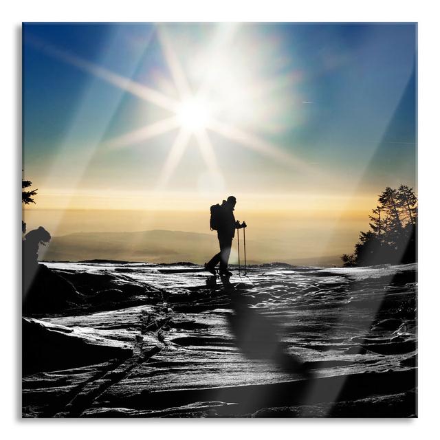 Cross-Country Skier on Mountain - Unframed Photograph on Glass Brayden Studio Size: 70cm H x 70cm W x 0.4cm D on Productcaster.