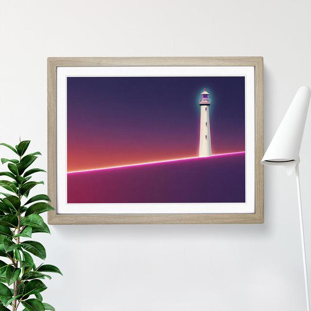 Astounding Lighthouse - Picture Frame Graphic Art Breakwater Bay Size: 25cm H x 34cm W x 2cm D, Frame Colour: Oak Framed on Productcaster.