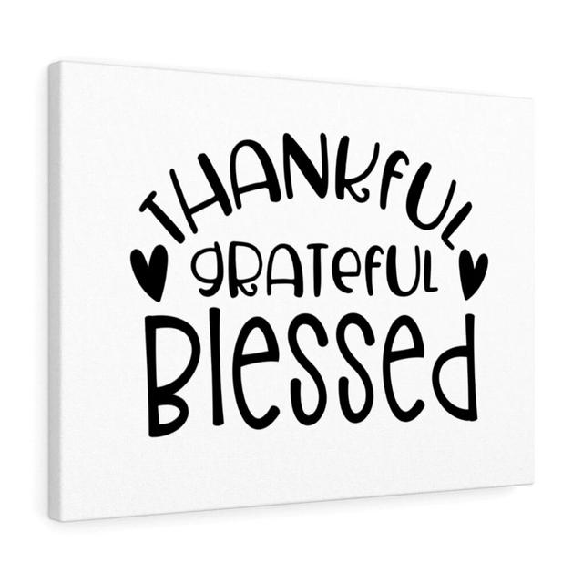 Grateful Blessed - Wrapped Canvas Typography Blue Elephant Size: 30cm H x 41cm W on Productcaster.