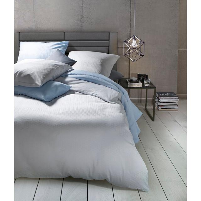 Jade White 260 TC Reversible Duvet Cover Set Fleuresse Size: Double - 2 Pillowcases (80 x 80 cm) on Productcaster.