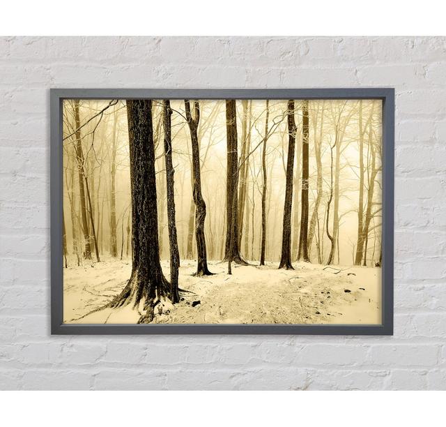 Winter Woodland Snow - Single Picture Frame Art Prints Union Rustic Size: 59.7cm H x 84.1cm W x 3.3cm D, Format: Dark Grey Framed Canvas on Productcaster.