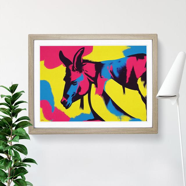 Colourful Donkey Art Vol.3 Abstract Happy Larry Size: 34cm H x 46cm W x 2cm D, Frame Colour: Oak on Productcaster.