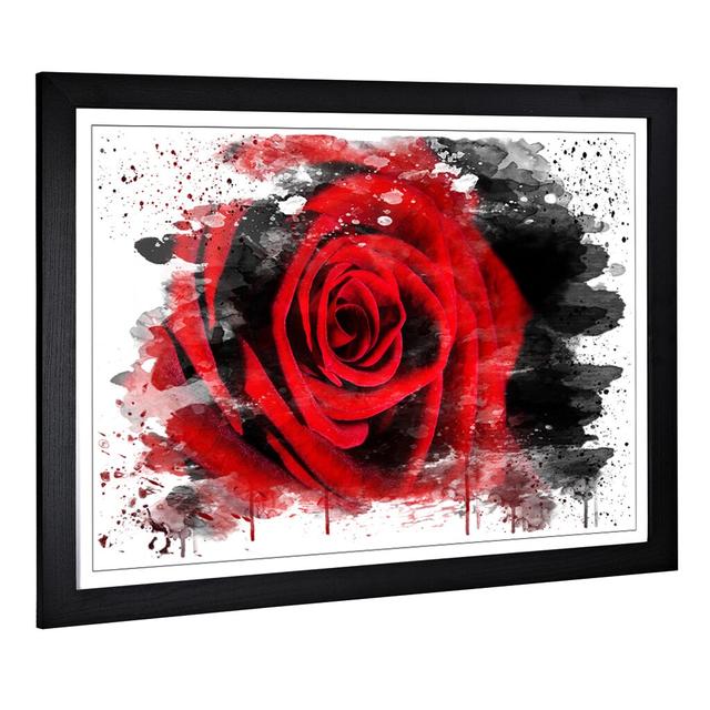 'Red Rose Flower1' Graphic Art Print Latitude Run Format: Framed Picture, Size: 45cm H x 62cm W on Productcaster.