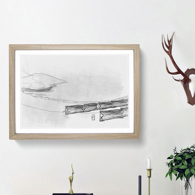 Boats on a Placid Lake in Abstract - Picture Frame Graphic Art Print East Urban Home Size: 48cm H x 65cm W x 2cm D, Frame Option: Oak Framed on Productcaster.