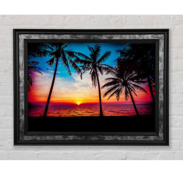 As The Sun Goes Down Between The Palm Trees - Single Picture Frame Art Prints Bright Star Size: 84.1cm H x 142.2cm W x 8cm D on Productcaster.