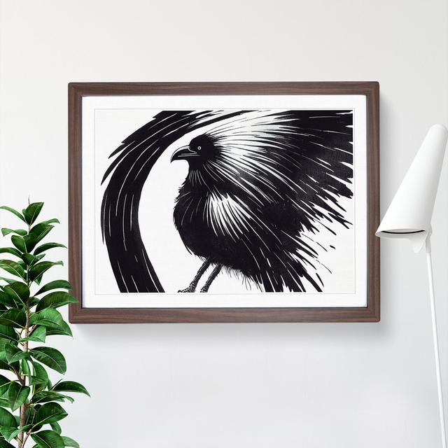 Unique Raven Bird Abstract - Picture Frame Graphic Art Marlow Home Co. Size: 25cm H x 34cm W x 2cm D, Frame Colour: Walnut on Productcaster.