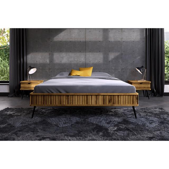 Juleen Bed Frame Bed Ebern Designs Size: 100 x 210cm, Colour: Wild Oak, Frame Material: Oak Wood on Productcaster.