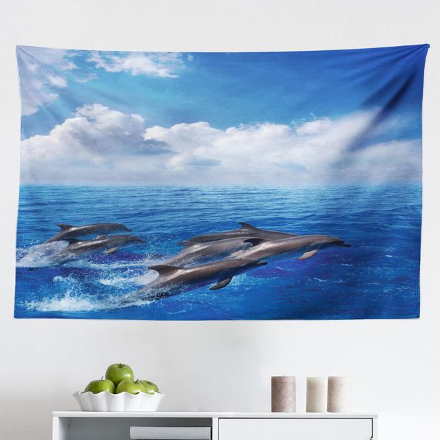 Tapisserie Dolphins Jumping East Urban Home Größe: 140 cm H x 230 cm B on Productcaster.