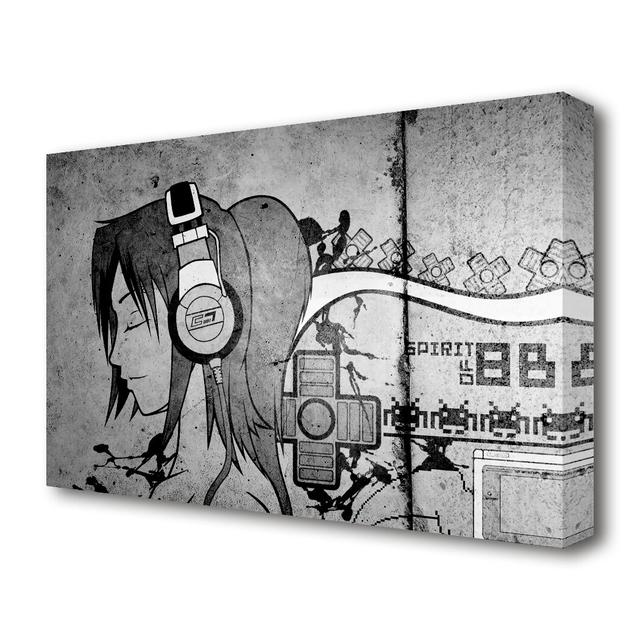 'Stereo Sounds Urban' Graphic Art Print on Canvas East Urban Home Size: 81.3 cm H x 121.9 cm W on Productcaster.