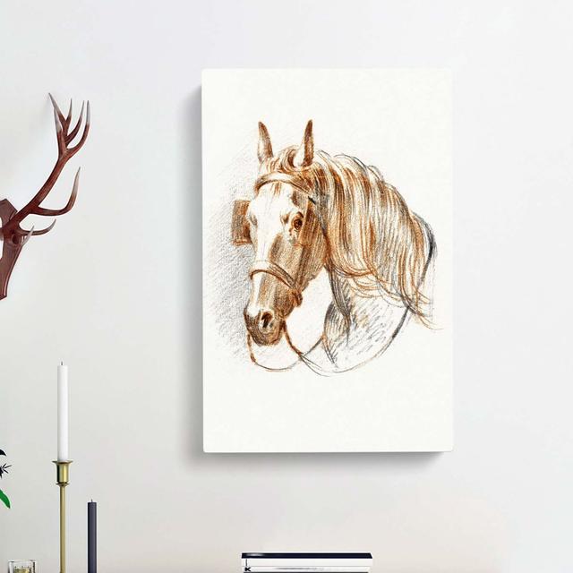 Head of a Horse with Blinkers by Jean Bernard - Wrapped Canvas Drawing Print East Urban Home Size: 60cm H x 40cm W x 3cm D on Productcaster.