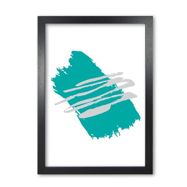 Teal Jaggered Paint Brush Abstract - Print East Urban Home Format: Black Grain Frame, Size: 85 cm H x 60 cm W x 5 cm D on Productcaster.