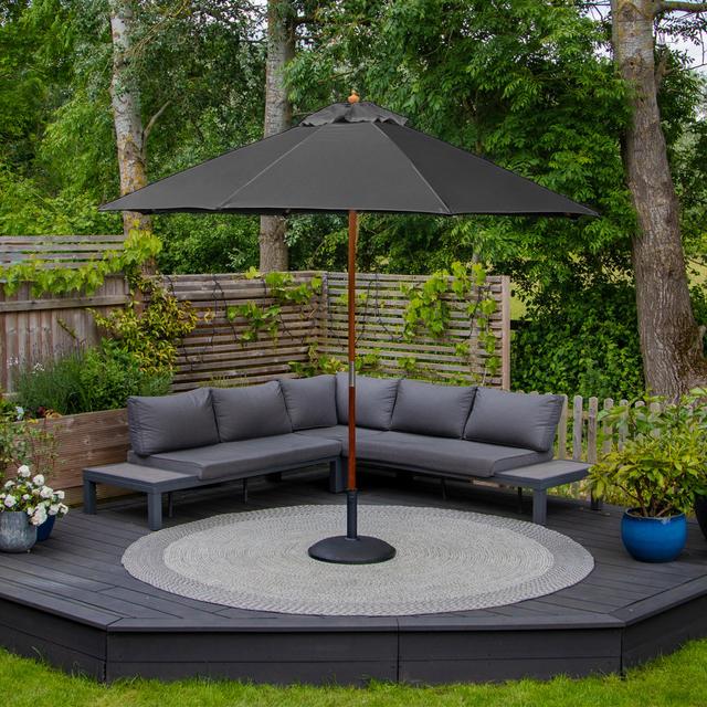 Kamila Kratos 3m Wooden Parasol Freeport Park Fabric Colour: Grey on Productcaster.